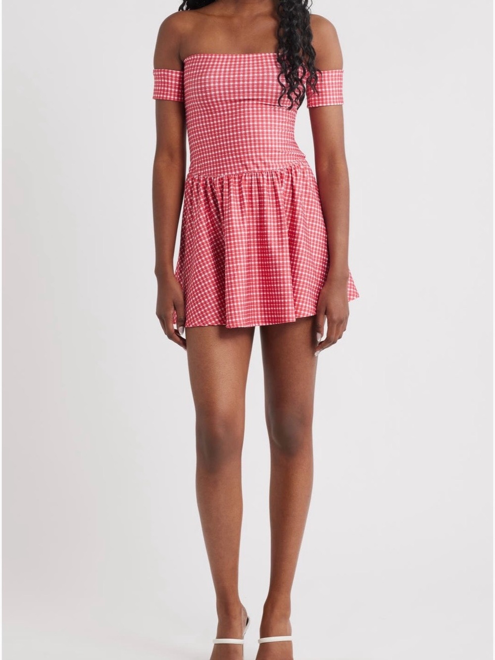 Bella Venice, The Kat Off the Shoulder Gingham Minidress, Size Large, NWT